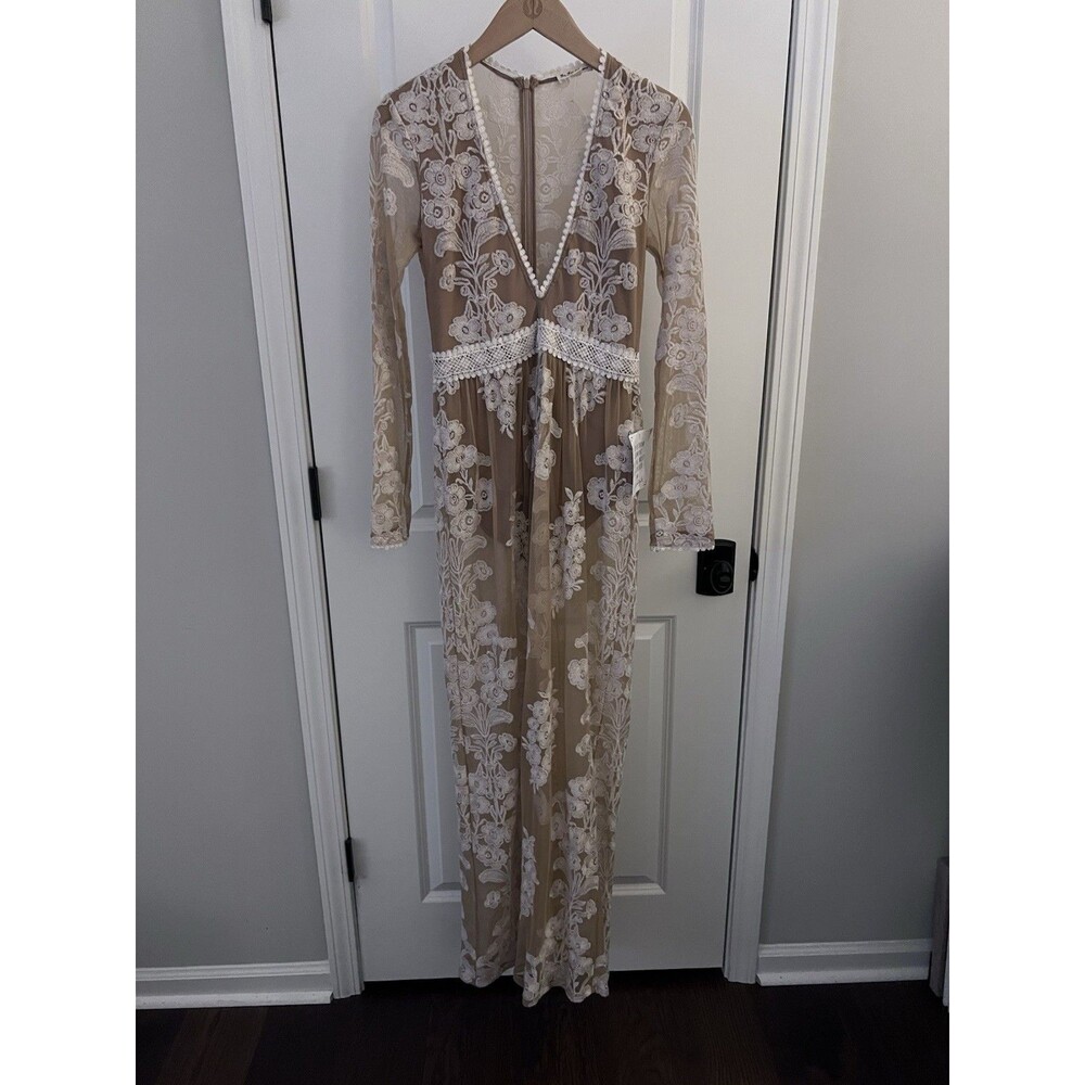 NWT For Love & Lemons Free People Temecula Embroidered Maxi Dress Size Medium - Picture 4 of 16